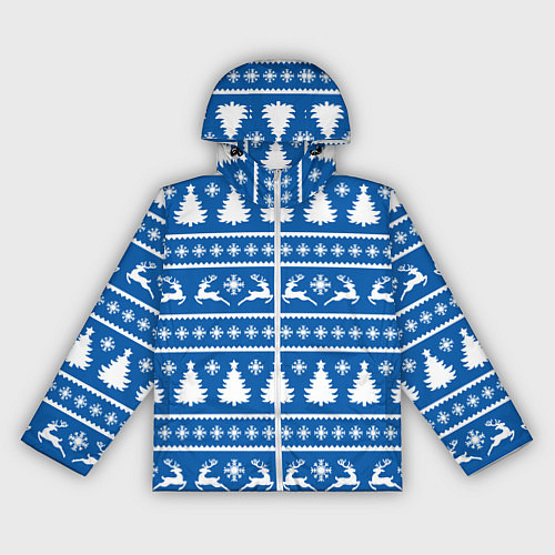 Женская ветровка Синий свитер с новогодними оленями / 3D-Белый – фото 1