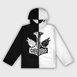 Ветровка с капюшоном женская Волки и молот Тора, цвет: 3D-черный