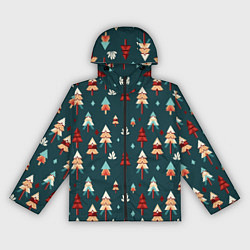 Ветровка с капюшоном женская Треугольные ёлки, цвет: 3D-черный