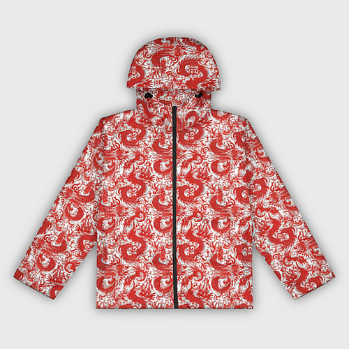 Женская ветровка Красные драконы на белом фоне / 3D-Черный – фото 1