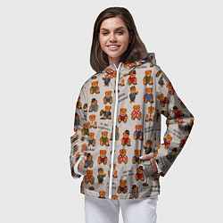 Ветровка с капюшоном женская Персонажи слово пацана - мишки, цвет: 3D-белый — фото 2