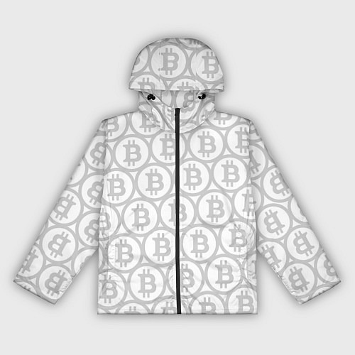 Женская ветровка Биткоин патерн на белом фоне / 3D-Черный – фото 1