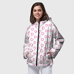 Ветровка с капюшоном женская Паттерн сердце, цвет: 3D-черный — фото 2