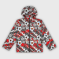 Ветровка с капюшоном женская Футбол паттерны, цвет: 3D-черный
