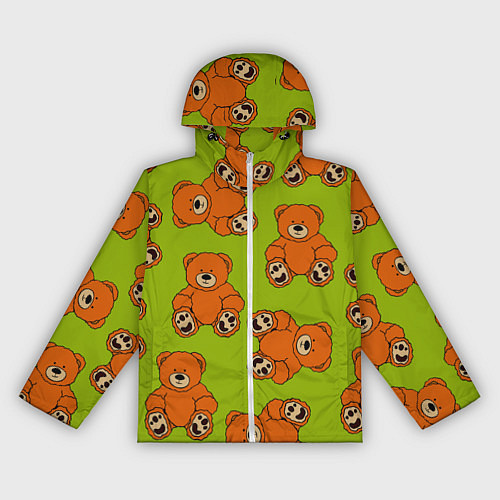 Женская ветровка Плюшевые мишки на зеленом фоне / 3D-Белый – фото 1