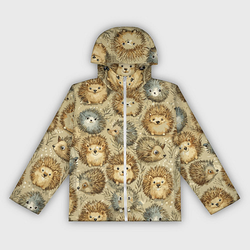 Женская ветровка Паттерн лесной ежик / 3D-Белый – фото 1