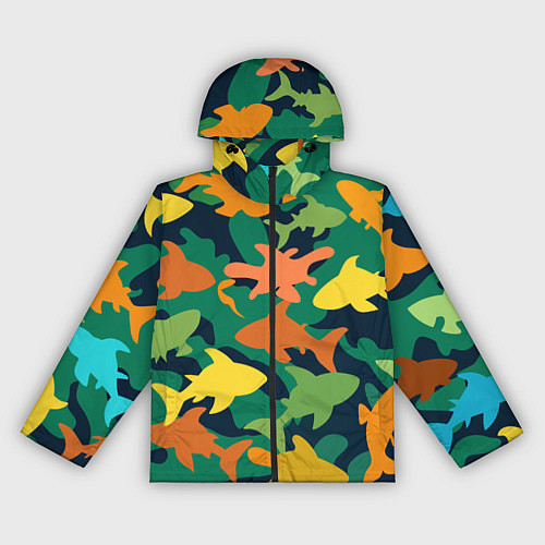 Женская ветровка Камуфляж силуэты рыбок / 3D-Черный – фото 1