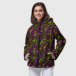 Ветровка с капюшоном женская Color bright pattern, цвет: 3D-черный — фото 2