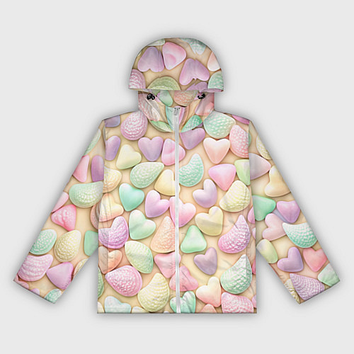 Женская ветровка Сердечки розовые конфетки / 3D-Белый – фото 1