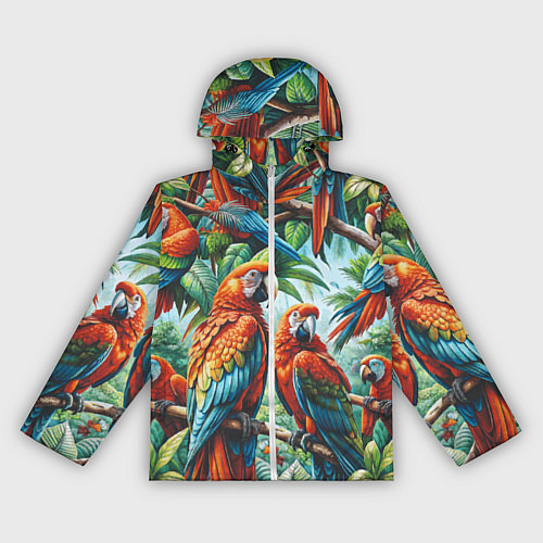 Женская ветровка Попугаи Ара - тропики джунгли / 3D-Белый – фото 1