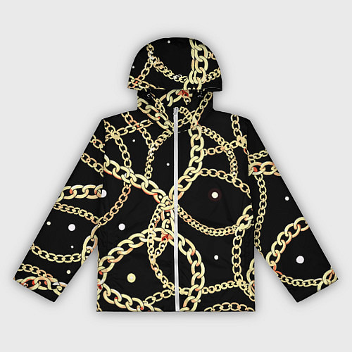 Женская ветровка Золотые цепи на черном - ювелирные украшения патте / 3D-Белый – фото 1