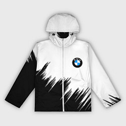 Ветровка с капюшоном женская BMW чёрные штрихи текстура, цвет: 3D-белый