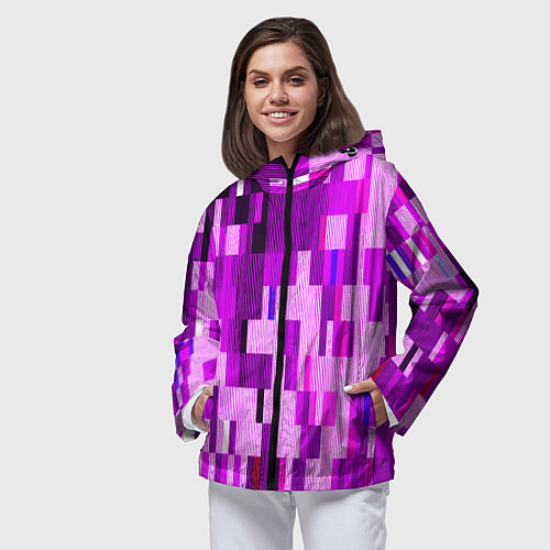 Женская ветровка Розовый глитч / 3D-Черный – фото 3