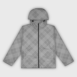 Ветровка с капюшоном женская Серый клетчатый шотландка, цвет: 3D-черный