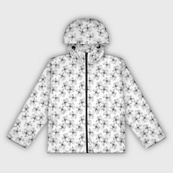 Ветровка с капюшоном женская Белый в маленький цветочек, цвет: 3D-черный
