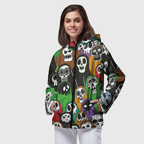 Женская ветровка Скелеты на хэллоуин / 3D-Черный – фото 3