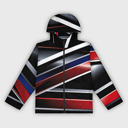 Ветровка с капюшоном женская Белые черные красные полосы, цвет: 3D-черный