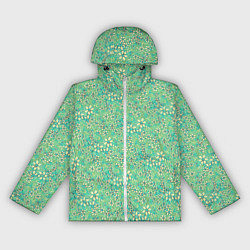 Ветровка с капюшоном женская Цветочный светло-зелёный, цвет: 3D-белый