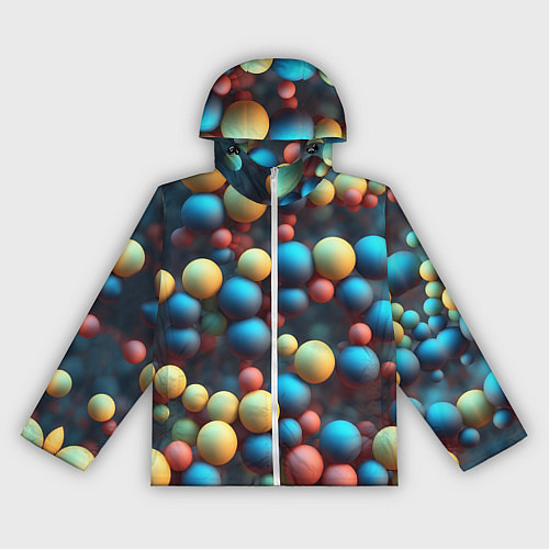Женская ветровка Разноцветные шарики молекул / 3D-Белый – фото 1