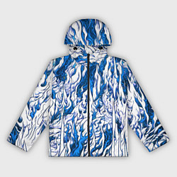 Ветровка с капюшоном женская Белый и синий узор, цвет: 3D-черный