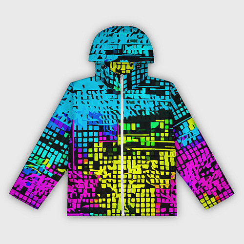 Женская ветровка Разноцветный глитч на чёрном фоне / 3D-Белый – фото 1