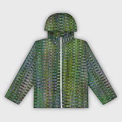 Ветровка с капюшоном женская Волнистый зигзаг зеленый с переливами цветными, цвет: 3D-белый