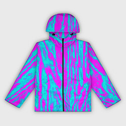 Ветровка с капюшоном женская Абстрактные полосы неоновый, цвет: 3D-черный