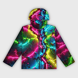 Ветровка с капюшоном женская Трещина - неон, цвет: 3D-черный