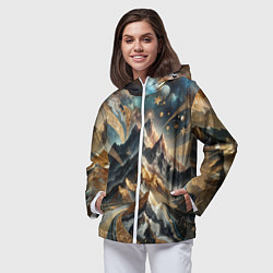 Ветровка с капюшоном женская Золотые горы, цвет: 3D-белый — фото 2