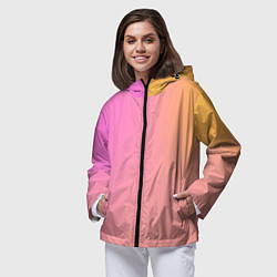 Ветровка с капюшоном женская Розово-желтый градиент, цвет: 3D-черный — фото 2
