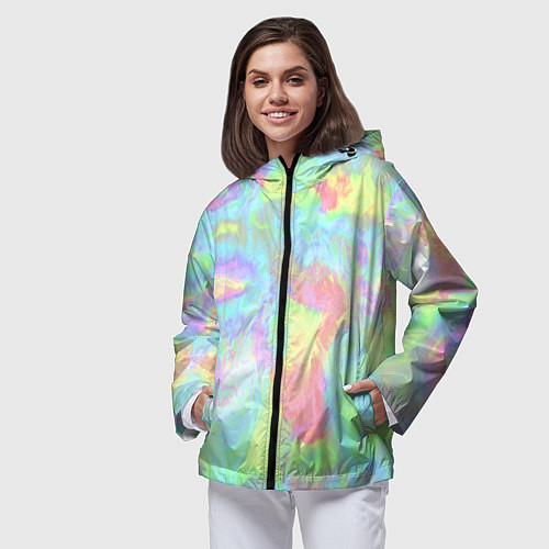 Женская ветровка Абстракция смесь красок / 3D-Черный – фото 3