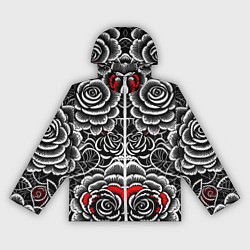 Ветровка с капюшоном женская Серые паттерны цветы, цвет: 3D-белый