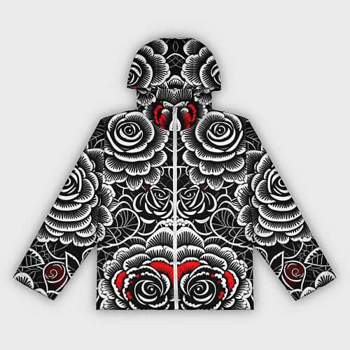 Женская ветровка Серые паттерны цветы / 3D-Белый – фото 1