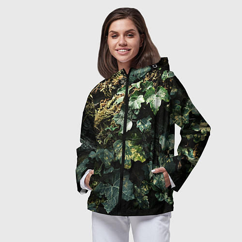 Женская ветровка Реалистичный охотничий камуфляж / 3D-Черный – фото 3