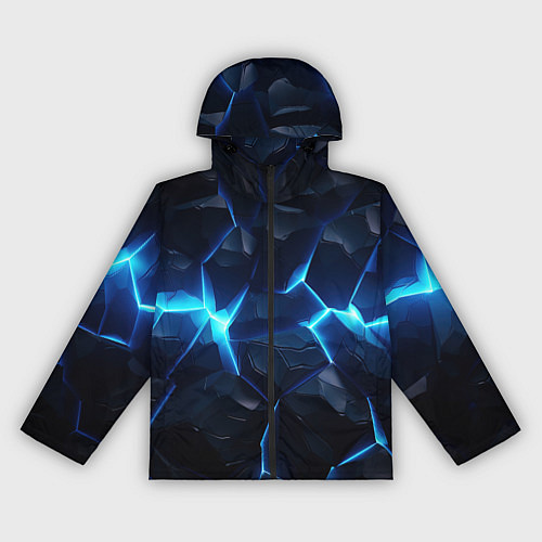 Женская ветровка Синий неоновый разлом черной абстракции / 3D-Черный – фото 1