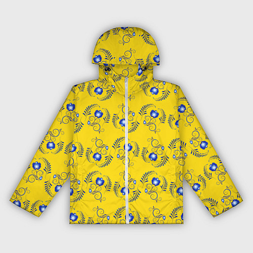 Женская ветровка Узор - цветы гжель на желтом фоне / 3D-Белый – фото 1