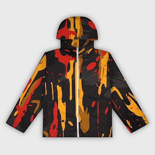 Женская ветровка Красные желтые оранжевые пятна краски абстракция / 3D-Белый – фото 1