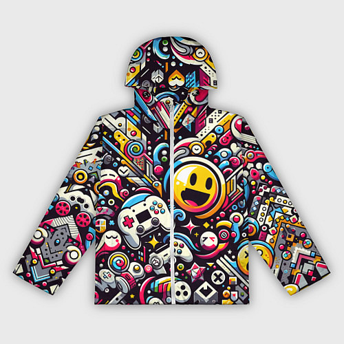 Женская ветровка Паттерн с играми / 3D-Белый – фото 1