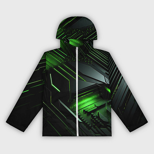 Женская ветровка Металл и зеленый яркий неоновый свет / 3D-Белый – фото 1