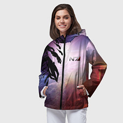 Ветровка с капюшоном женская Масс эффект вторжение, цвет: 3D-черный — фото 2