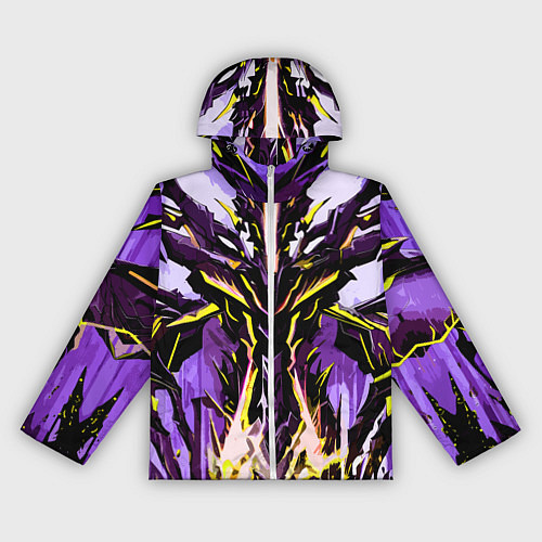 Женская ветровка Чёрно-жёлтая агрессивная абстракция на фиолетовом / 3D-Белый – фото 1