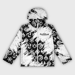 Ветровка с капюшоном женская Genshin Impact - брызги краски, цвет: 3D-белый