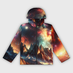 Ветровка с капюшоном женская Space landscape with mountains, цвет: 3D-черный