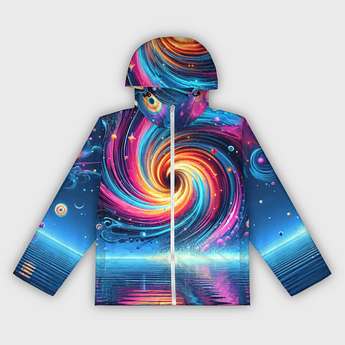 Женская ветровка Неоновая космическая абстракция - нейросеть / 3D-Белый – фото 1