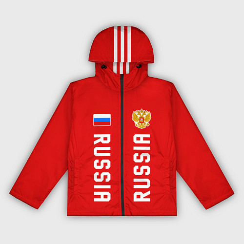 Женская ветровка Россия три полоски на красном фоне / 3D-Черный – фото 1