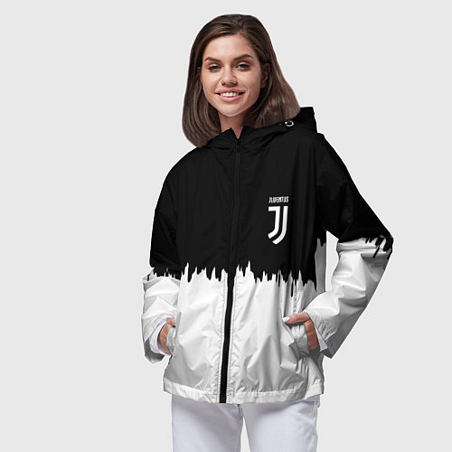 Женская ветровка Juventus белый огонь текстура / 3D-Черный – фото 3