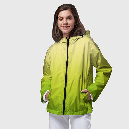 Женская ветровка Градиент лимонный жёлто-салатовый / 3D-Черный – фото 3