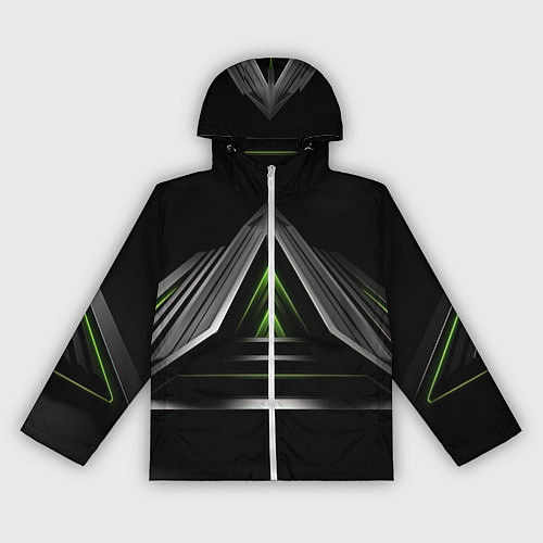 Женская ветровка Black green abstract nvidia style / 3D-Белый – фото 1