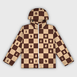 Ветровка с капюшоном женская Коричневая шахматная доска, цвет: 3D-белый