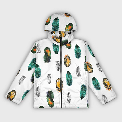 Женская ветровка Перья на белом фоне / 3D-Черный – фото 1